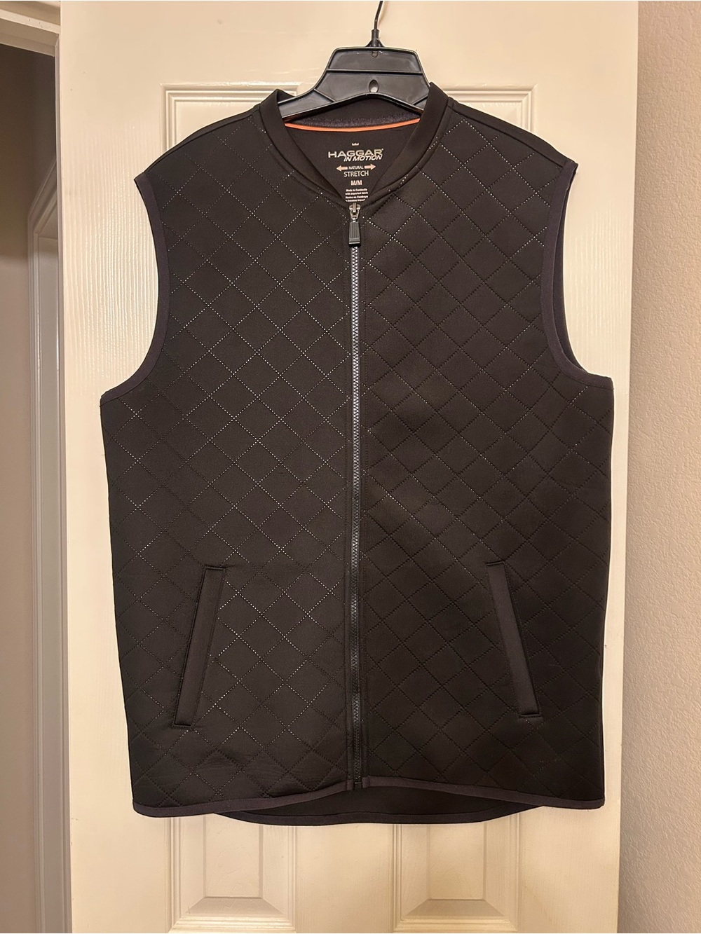 Haggar Black Quilted Zip-Front Vest
